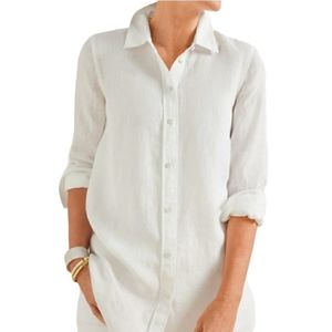 Talbots Linen Boyfriend Button Front Shirt Top Women's Size 12W